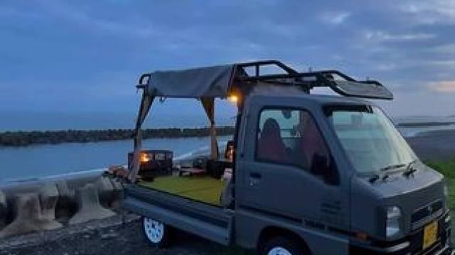 小卡车露营，车斗里生火 #露营报告 #露营车改造