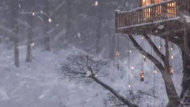 暴风雪夜，住在一个舒适的小树屋里，伴着呼啸风雪，放松入睡 #白噪音 #助眠声音 #睡眠音乐 #催眠疗