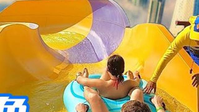 你见过高空旱地拔葱滑梯吗？到底有多恐怖？第一视角带你体验！ #水上滑梯 #第一视角 #极限运动 #水