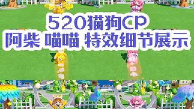 元梦520猫狗CP-阿柴喵喵特效细节展示，看看表现如何#元梦之星 #元梦初夏奇遇记 #元梦搭子陪过5