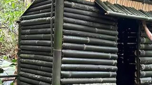 野外建造竹屋露营庇护所#荒野建造 #野外建造 #庇护所