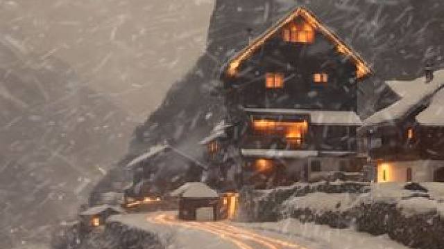 暴风雪夜的峡谷间，有个温暖的小村落，在这里住下来吧！ #白噪音 #助眠视频 #解压助眠