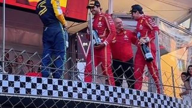 香槟大战！哈哈哈～#摩纳哥大奖赛 #勒克莱尔 #赛车现场有多刺激 #燃爆全场 #2024f1摩纳哥大