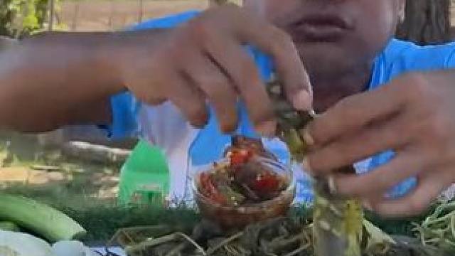 油炸清道夫，一口一条搭配小黄瓜，真的是太好吃了 #户外美食 #咀嚼音 #咀嚼音解压 #泰味 #我要上