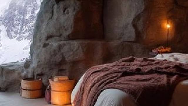 雪山上的有个舒适洞穴，在这里享受放松自然氛围吧 #白噪音 #助眠视频 #解压助眠