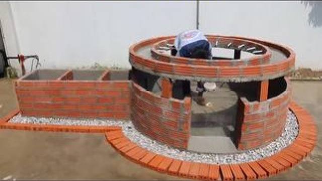 红砖的新创意 在院里这样做个红砖创意手工#手工diy #手工 #制作过程 #鱼池