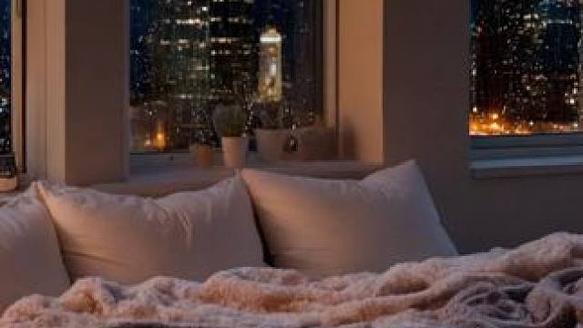 城市雨夜，卧室里有舒适床铺，伴着雨声，在这样的夜晚进入梦乡吧 #雨声助眠 #助眠视频 #解压助眠