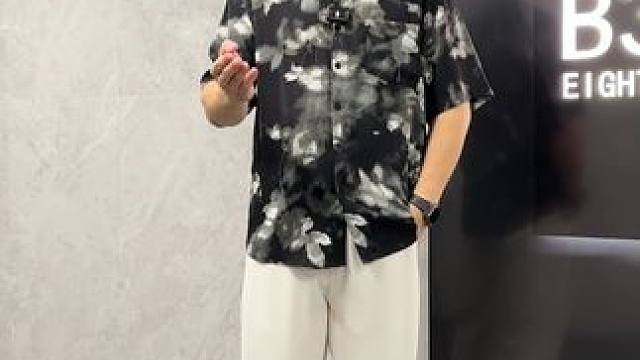胖子穿扎染印花冰丝衬衫是真的比女生好看，不接受任何反驳 #夏季新款   #潮男必备   #谁穿谁好看