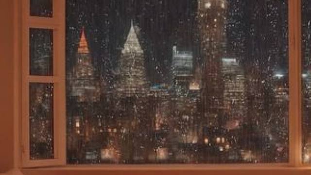 雨夜里的城市，在这个温馨房间里，聆听着雨声，放松入眠吧 #雨声助眠 #助眠视频 #解压助眠