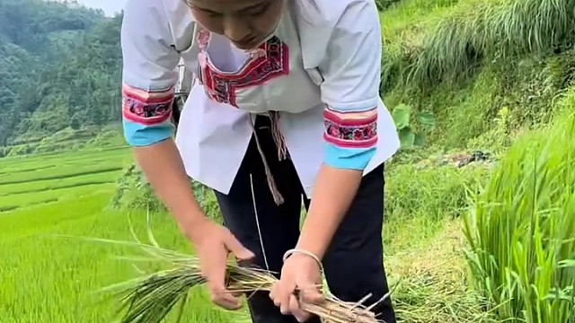 一看就是农村干活的年轻老手