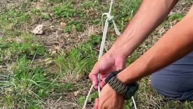 风绳绳结技巧，没有风绳扣的时候可以这样打结 #露营报告 #露营技巧报告