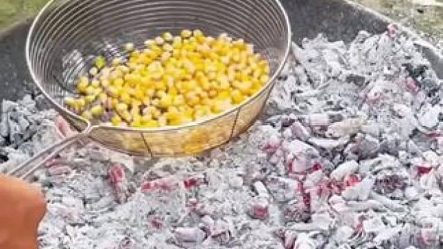 户外碳火爆米花 #露营报告