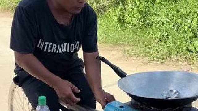 自行车炒菜 #我的乡村生活 #农村生活 #原始美味 #农村美食