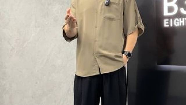 胖子穿冰丝套装是真的比瘦子好看，不接受任何反驳 #微胖穿搭    #显瘦穿搭    #男士衬衫