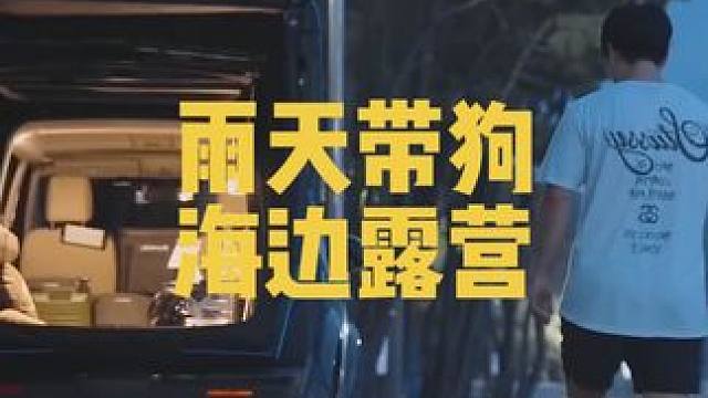 雨天带狗海边自驾露营，潮起潮落是什么都不为#一个人的露营时光 #雨中露营 #汽车露营