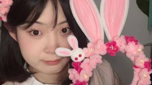 软嘟嘟的可爱桃花兔发箍也来噜，快给你家小朋友安排#手工diy #中秋节手工 #发箍