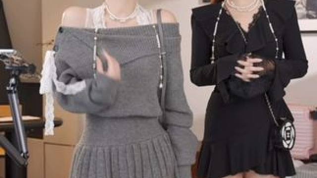 秋日省心懒人式毛衣连衣裙#浅浅期待一下秋冬穿搭 #软糯毛衣女慵懒风 #2024早秋时髦主场