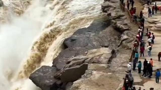 感受一下来自母亲河黄河壶口瀑布的震撼！#壶口瀑布 #黄河 #震撼场面 #万马奔腾 #旅行推荐官