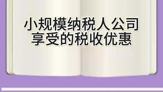 小规模纳税人公司享受的税收优惠！