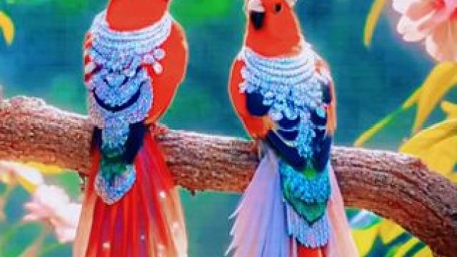 双鸟缠绵，情意浓，心意相通爱相随 #鸟语花香人间仙境 #爱鸟护鸟 #野生鸟类摄影