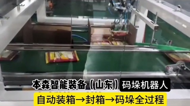 自动装箱 封箱 码垛全过程，蜘蛛手封箱码垛机械手，瓜子厂用的码垛机器人，葵花子用的码垛机械手#工业机