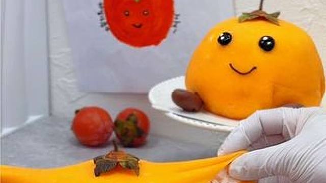 Jellycat 柿子大福 一口吃不下的大福！捏捏捏捏手工拉皮#治愈系美食 #谁不爱这一口糯叽叽呢 