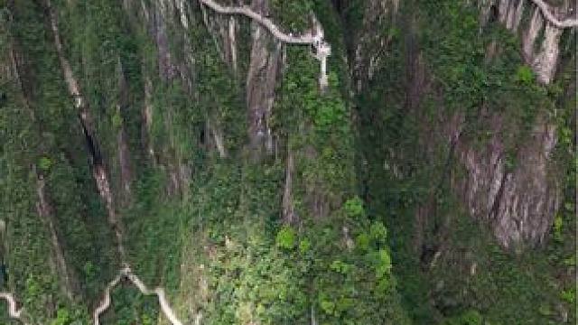这里不是黄山，也不是老君山，这里是湖南的莽山绝壁栈道！#航拍莽山 #一座不用爬的山 #莽山五指峰景区