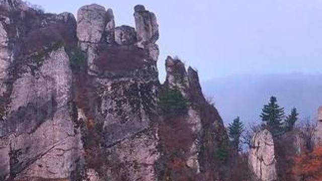 在云雾缭绕中，天桥枫叶如火般绚烂，在“夫子教学”俯瞰这美轮美奂的秋日画卷，仿佛置身于人间仙境。来吧，