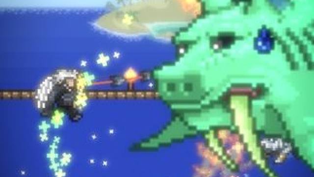 一招撂倒猪鲨#泰拉瑞亚 #泰拉瑞亚手游