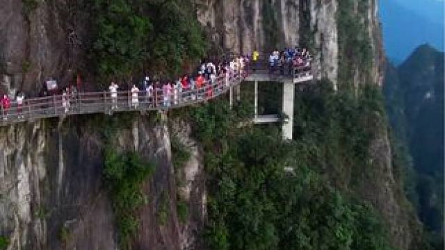 这里不是黄山.也不是老君山.这里是湖南莽山的云端栈道.#航拍莽山 #一座不用爬的山 #莽山五指峰景区