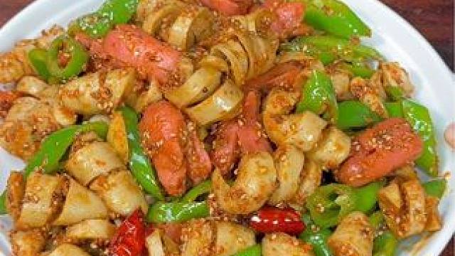 这样做的炒面筋，干净卫生，比烧烤摊的还要好吃#炒面筋