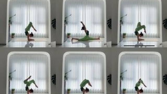 倒立后弯练习 5:40带大家上课，上午我自己练#倒立后弯练习 #瑜伽#线上瑜伽