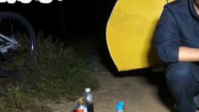 骑行40公里成功拿到做饭气罐，晚上做个青椒炒肉丝来吃太下饭了#户外美食 #穷游 #露营
