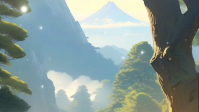 《山行》。唐·杜牧。
远上寒山石径斜，
白云生处有人家。
停车坐爱枫林晚，
霜叶红于二月花。