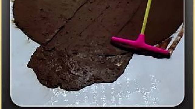 这可不是要摊煎饼，而是要洗一块陈年老毯#助眠 #解压 #强迫症 #极度舒适 #治愈