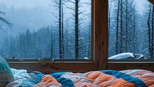 雨天森林小屋内炉火正旺，蜷缩在温暖被窝中缓缓入眠吧！ #白噪音 #助眠视频 #雨声助眠 #雨声催眠 