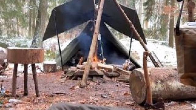 林中雪天露营 #露营报告