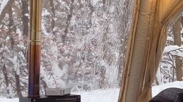 雪天帐篷生壁炉 #露营报告 #雪地露营报告