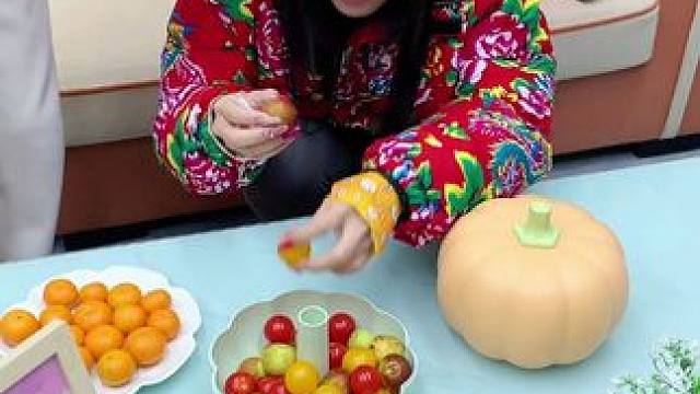 家用南瓜干果盘，网红客厅双层零食可爱创意果盒春节年货果盘#干果盘 #果盘 #新年果盘 #双层果盘 #