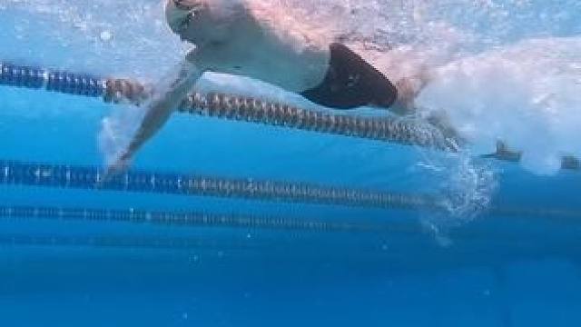 水下视角自由泳训练，跳水后高频打腿前进太丝滑啦！ #自由泳 #游泳跳水 #游泳 #游泳训练