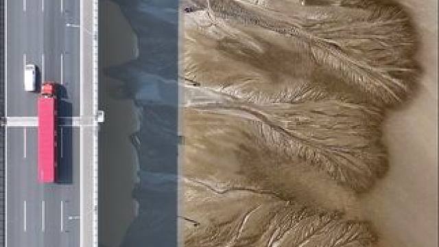 车在画中走，人在景中行#钱塘江潮汐树 #嘉绍大桥