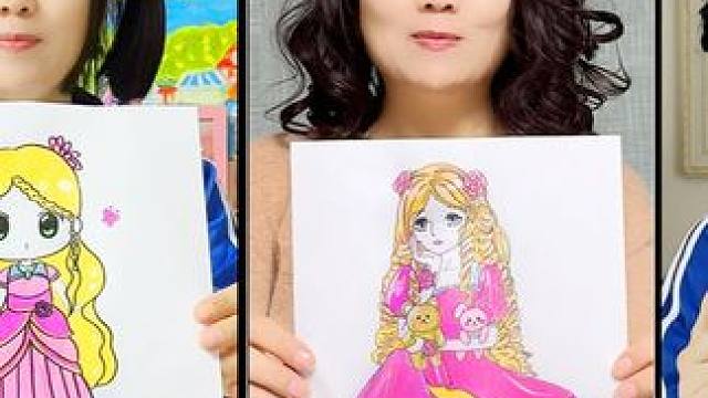 挑战全家一起画灵公主 谁画的好看 #叶罗丽精灵梦 #亲子绘画 #手工 #画画 #画渣日常