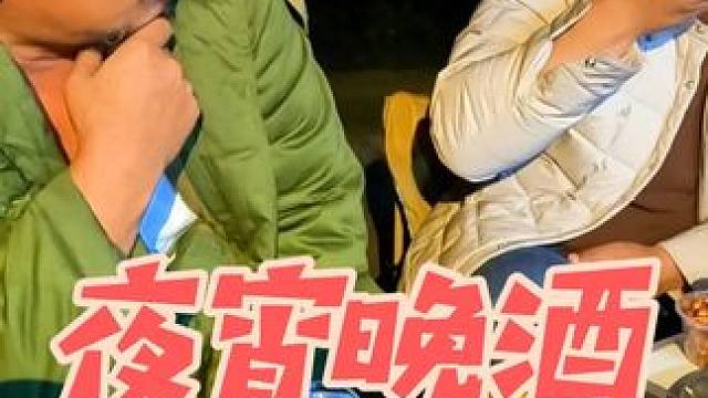 河南安阳大哥拿来好多菜，哥俩深夜里开喝，真绝#自驾游 #露营美食