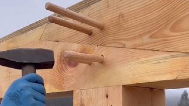 木铆钉卯榫结构搭建北美木屋 #卯榫工艺 #施工工艺 #能工巧匠 #木工diy #木艺创作