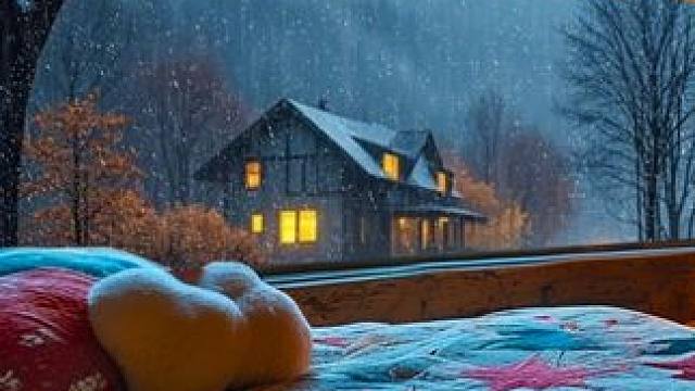 深秋雨天，大山里的温暖小屋，雨声和暖洋洋的壁炉，放松休息吧 #白噪音 #助眠视频 #解压助眠 #住进