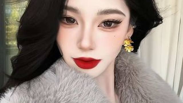 黑发红唇 做气质女人 #变妆 #反差 #同一件衣服化妆前后 #黑发红唇