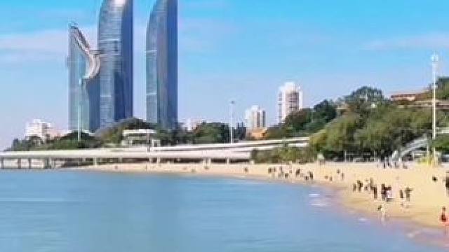 厦大白城沙滩，风景美丽！#手机摄影 #闽南语歌曲 #双子塔 。