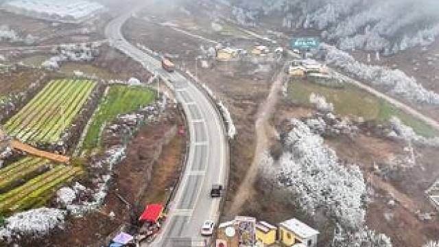 西昌说没有冬天，但248国道大箐梁子上还是冰天雪地#雪天出行注意安全 #银装素裹 #诗情画意尽在雪地