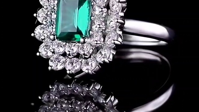 iWinstonMall,Emerald Gemstone Engagement Ring