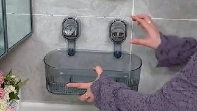 吸盘置物架免打孔壁挂式卫生间浴室洗澡洗手间洗漱台厨房收纳盒子#浴室好物 #收纳整理 #置物架